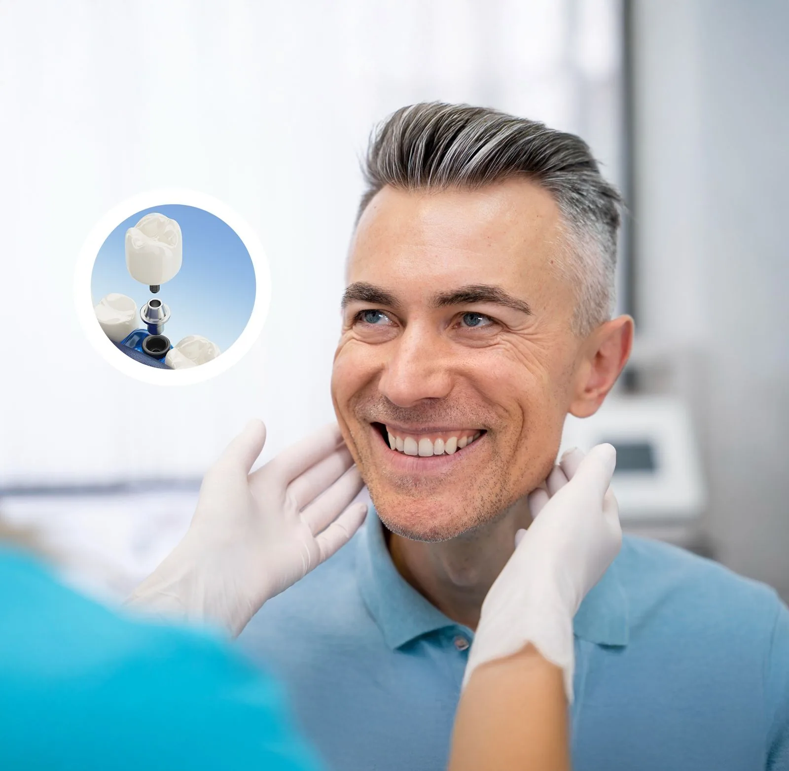 Smiling patient showing beautiful veneers